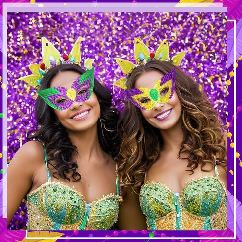 12 Pieces Mardi Gras Face Mask Mardi Gras Mask Mardi Gras Shining Mask Gold Purple Green Masquerade Masks for Women Men Kids New Orleans Dress Up Mardi Gras Decorations Party Supplies in Saudi Arabia
