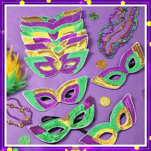 12 Pieces Mardi Gras Face Mask Mardi Gras Mask Mardi Gras Shining Mask Gold Purple Green Masquerade Masks for Women Men Kids New Orleans Dress Up Mardi Gras Decorations Party Supplies in Saudi Arabia