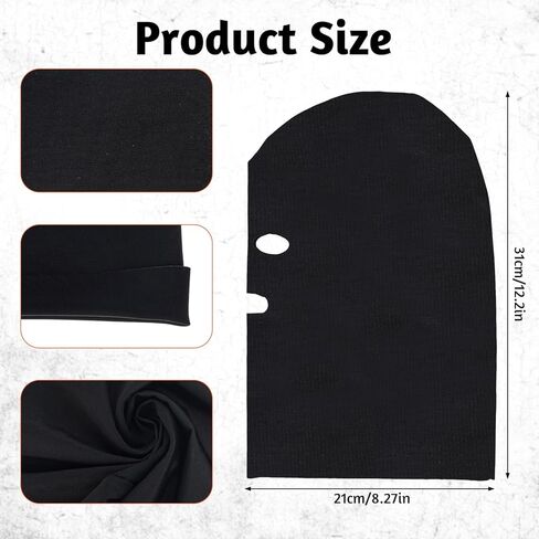 2 Pcs Full Cover Elastic Mask Black Breathable Hood for Halloween Masquerade Cosplay Costume Accessories Unisex Headgear Mouth Hole and Open Eyes Mouth 3 Hole Comfortable Cover Mask in Saudi Arabia