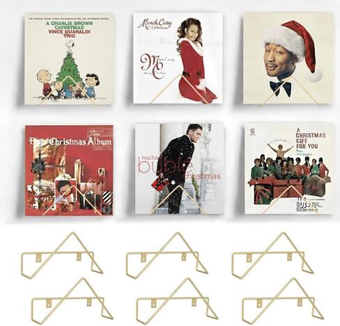 Vinyl Record Holder Wall Mount Vinyl Record Shelf - 6 Pack 8-inch Gold Metal Vinyl Record Display Shelf Vinyl Holder for Vinyl Display & Vinyl Storage, Includes Mounting Hardware for Record Shelves in Kuwait