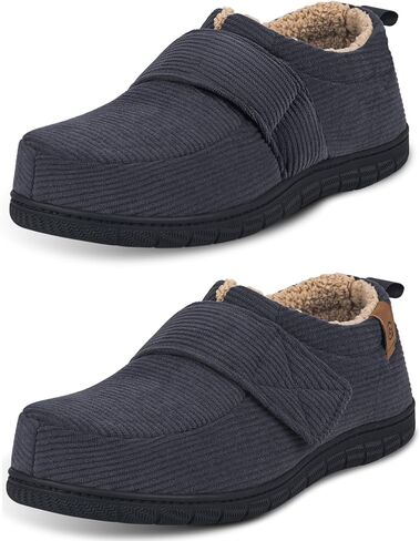 Garonne Men's Velcro Adjustable House Shoes Slippers Indoor Outdoor, with Memory Foam and Nonslip Rubber Sole in Saudi Arabia