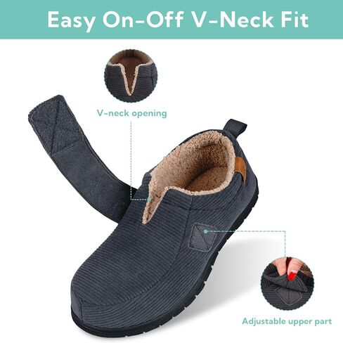 Garonne Men's Velcro Adjustable House Shoes Slippers Indoor Outdoor, with Memory Foam and Nonslip Rubber Sole in Saudi Arabia
