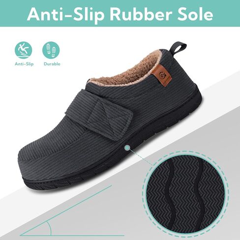 Garonne Men's Velcro Adjustable House Shoes Slippers Indoor Outdoor, with Memory Foam and Nonslip Rubber Sole in Saudi Arabia
