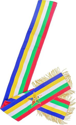 Masonic Order of Eastern Star Sash OES Sash Five Color with Soft Gold Fringe Side O.E.S Hand Embroidered Star in Saudi Arabia