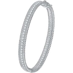 Full Moissanite Bangle Diamond Bangle Moissanite Wedding Bracelets for Brides 925 Sterling Silver Lab Created Diamond Bracelets for Women Width 6MM in Saudi Arabia