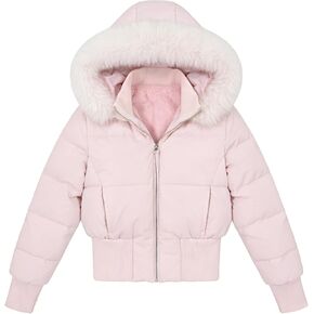 سترة نسائية بغطاء للرأس من الفرو الصناعي مع سحاب وأكمام طويلة ملابس خارجية دافئة معطف غير رسمي مبطن منتفخ in Kuwait