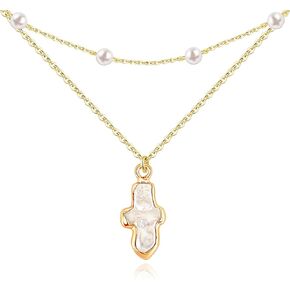 Paperclip Chain Necklace 14K Gold Paper Clip Necklace for Women Non Tarnish with Open Oval Zircon Pendant, Dainty Layered Choker as Gold Jewelry Set for Her Trendy Jewelry Summer Gifts in Kuwait