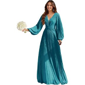 فساتين وصيفة الشرف طويلة من Sevintage مع ثنيات وفساتين رسمية لحفلات الزفاف بأكمام in Kuwait