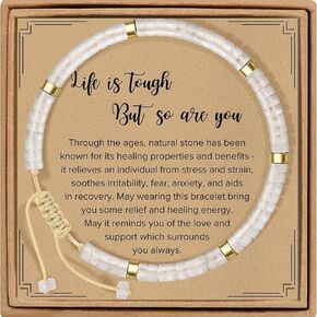 Inspirational Bracelets for Women, Healing Natural Stone Bracelet with Cross Charm, Motivational Gifts for Best Friends Sister in Saudi Arabia