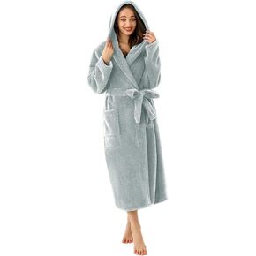 رداء RONGTAI للسيدات بغطاء للرأس طويل من الصوف المخملي مع جيوب ملابس نوم S-XXL in Kuwait