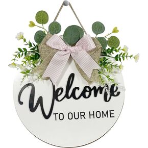 Welcome Sign for Front Door, Rustic Welcome Door Sign Outdoor Wreaths Decor for Spring Summer Autumn and Winter All Seasons Holiday Halloween Christmas(Blue) in Saudi Arabia