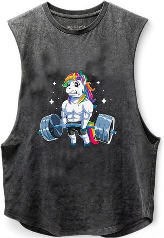 Weightlifting Unicorn Scoop Bottom Cotton Tank,Novelty Sleeveless T-Shirt,Fitness Heavy Duty Training Tank Top in Saudi Arabia