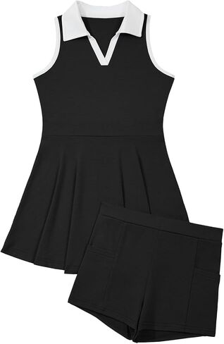blibean Girls Summer Dress Two Piece Tennis Sun Dresses with Pockets Shorts Size 6-15 Years in Saudi Arabia