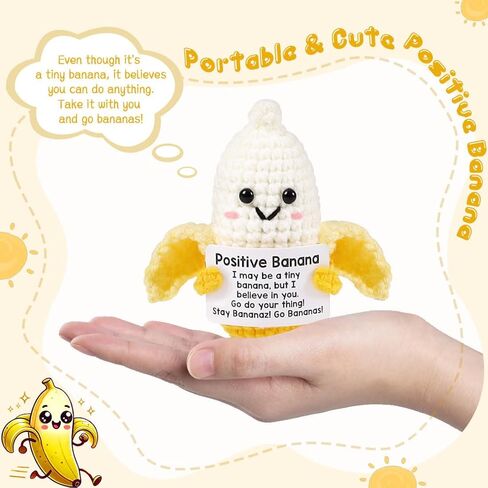 Positive Banana Crochet Doll Banana Gifts - Birthday Gift for Best Friend, Teacher, Coworker, Nurse, Sister, Mom, Dad - Handmade Emotional Support Crochet Gift for Women, Men in Saudi Arabia