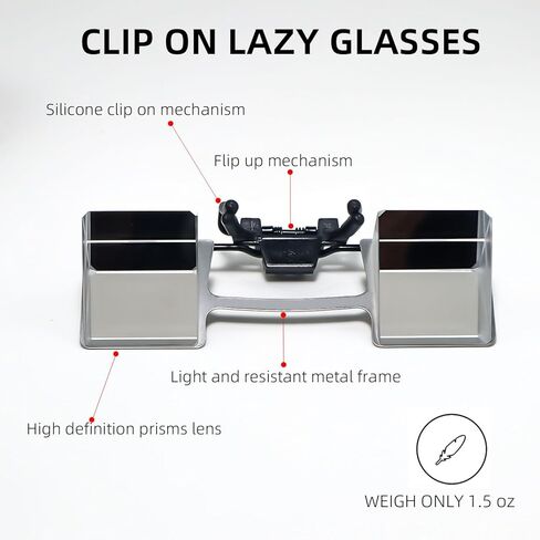Clip on Lazy Glasses, Horizontal Reading Glasses, 90°Vision Prism Glasses for Lying Down Reading or Watching TV,Knitting Up Neck Relax,Neck Protection Glasses in Kuwait