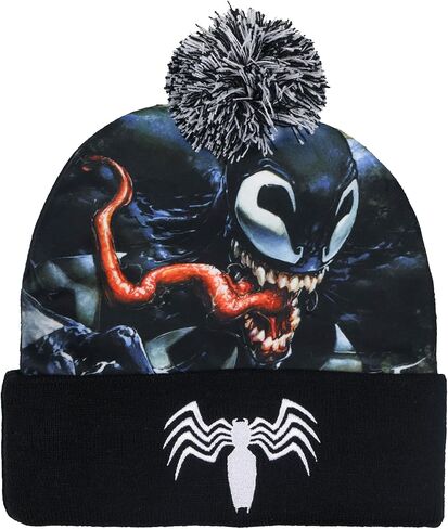 قبعة شتوية من الصوف المحبوك من Marvel Venom Beanie مع لون أسود بوم in Saudi Arabia