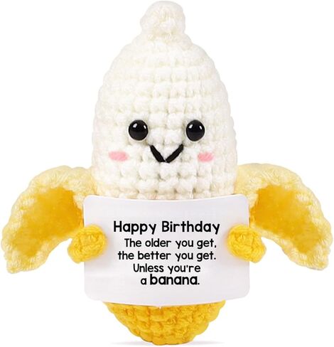 Positive Banana Crochet Doll Banana Gifts - Birthday Gift for Best Friend, Teacher, Coworker, Nurse, Sister, Mom, Dad - Handmade Emotional Support Crochet Gift for Women, Men in Saudi Arabia