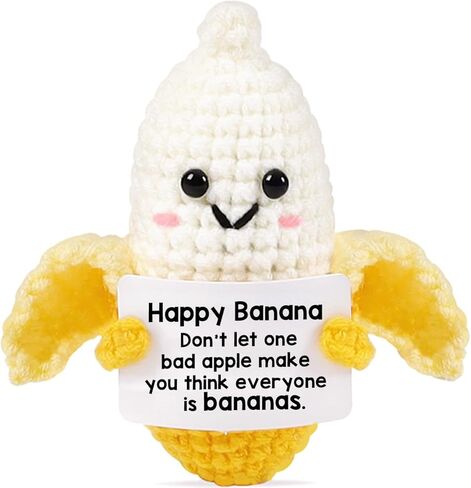 Positive Banana Crochet Doll Banana Gifts - Birthday Gift for Best Friend, Teacher, Coworker, Nurse, Sister, Mom, Dad - Handmade Emotional Support Crochet Gift for Women, Men in Saudi Arabia