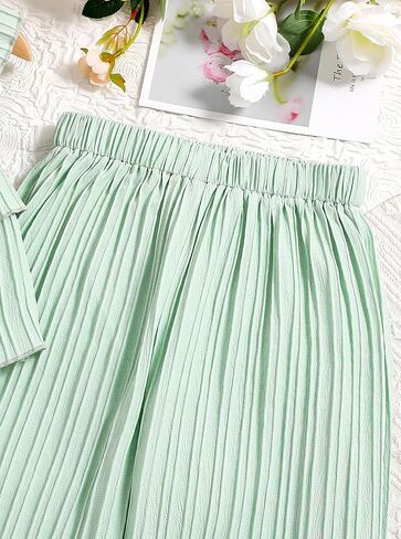 Girls 2 Piece Outfit Set Sleeveless Ruffle Top and Wide Leg Pleated Pants Summer Casual Clothes for Girls in Saudi Arabia