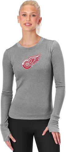 CERTO ​NHL Women's Long Sleeve Bodycon Shirt, Slim Fit Crewneck Tee, Officially Licensed Fan Apparel in Saudi Arabia