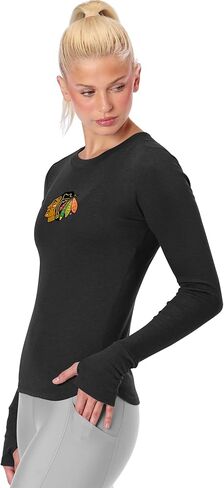 CERTO ​NHL Women's Long Sleeve Bodycon Shirt, Slim Fit Crewneck Tee, Officially Licensed Fan Apparel in Saudi Arabia