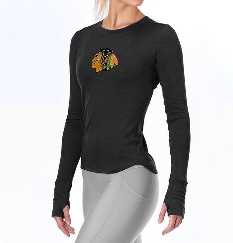 CERTO ​NHL Women's Long Sleeve Bodycon Shirt, Slim Fit Crewneck Tee, Officially Licensed Fan Apparel in Saudi Arabia