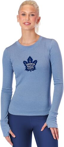 CERTO ​NHL Women's Long Sleeve Bodycon Shirt, Slim Fit Crewneck Tee, Officially Licensed Fan Apparel in Saudi Arabia