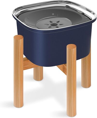 Decflow 3L Elevated Dog Water Bowl, Stainless Steel Raised Dog Food Bowl with Stand, Large Capacity No Spill Dog Water Bowl, Durable Wood Holder Pet Food Bowl for Small, Medium, and Large Dogs in Saudi Arabia