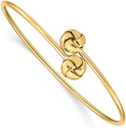 Diamond2Deal 14k Yellow Gold Polished Love Knot Flexible Bangle Bracelet in Saudi Arabia