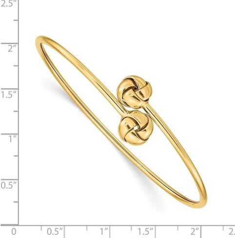 Diamond2Deal 14k Yellow Gold Polished Love Knot Flexible Bangle Bracelet in Saudi Arabia