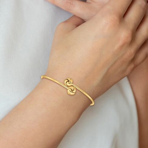 Diamond2Deal 14k Yellow Gold Polished Love Knot Flexible Bangle Bracelet in Saudi Arabia