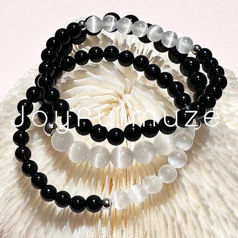 Natural Gemstone Beaded Bracelet, Tiger Eye Hematite Black Agate Granite Sandalwood Lava Stone, Handmade Stretch Jewelry, Energy Healing Protection, Men Women Gift, 8mm Beads, Fits 6.5–7" in Saudi Arabia