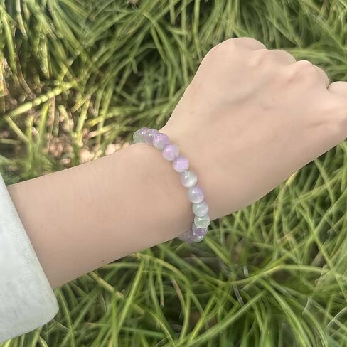 Cat's Eye Stone Bracelets for Women Men Handmade Elegant White Natural Crystal Gemstone Stretch Healing Yoga Beaded Bracelet Meditation Bring Luck Spiritual Jewelry Gifts in Saudi Arabia