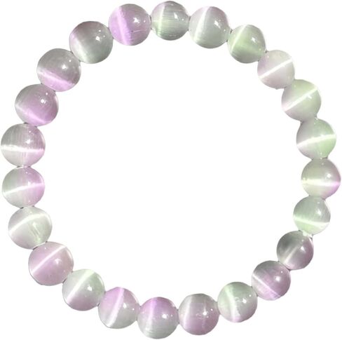 Cat's Eye Stone Bracelets for Women Men Handmade Elegant White Natural Crystal Gemstone Stretch Healing Yoga Beaded Bracelet Meditation Bring Luck Spiritual Jewelry Gifts in Saudi Arabia