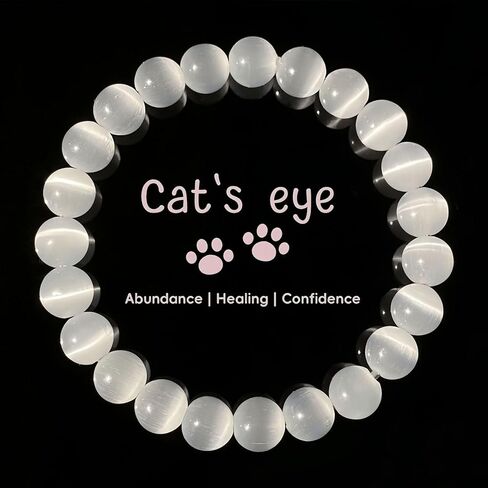 Natural Cat's Eye Bracelets for Women Men Handmade Stone Gemstone Stretch Elastic Beaded Yoga Bracelet Crystal Healing Reiki Spiritual Energy & Power Meditation Jewelry Gifts Unisex in Saudi Arabia