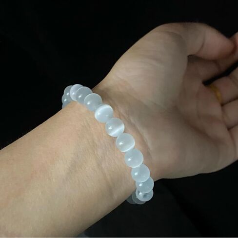 Natural Cat's Eye Bracelets for Women Men Handmade Stone Gemstone Stretch Elastic Beaded Yoga Bracelet Crystal Healing Reiki Spiritual Energy & Power Meditation Jewelry Gifts Unisex in Saudi Arabia
