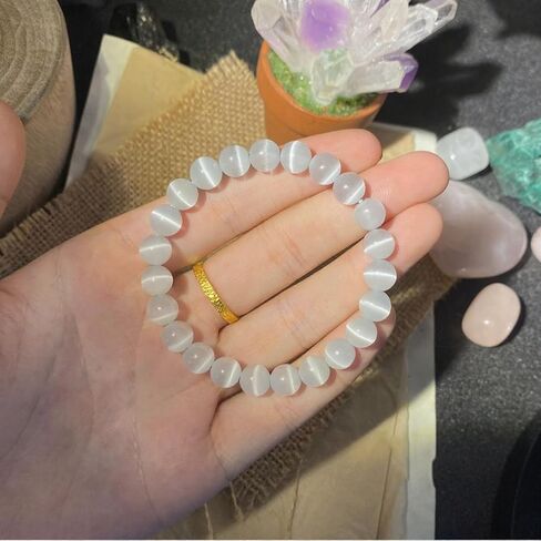 Natural Cat's Eye Bracelets for Women Men Handmade Stone Gemstone Stretch Elastic Beaded Yoga Bracelet Crystal Healing Reiki Spiritual Energy & Power Meditation Jewelry Gifts Unisex in Saudi Arabia
