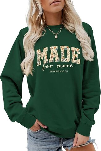 Made for More Sweatshirt Women Christian Pullover Graphic Long Sleeve Shirts Jesus Bible Verse Tops in Saudi Arabia