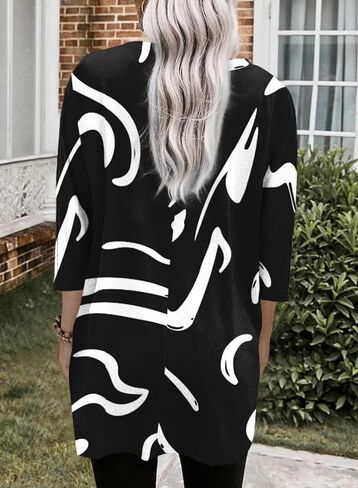 Poetsky Womens Tunic Tops for Leggings with Pockets Vneck 3/4 Length Sleeve Shirt Casual Long T-Shirts S-3XL in Saudi Arabia