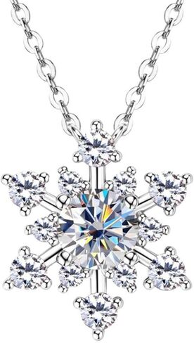 S925 الفضة الاسترليني 1.78ct قلادة الماس واحدة للنساء، D-اللون VVS1، تصميم سلسلة الترقوة قلادة ندفة الثلج، مثالية لهدية التخرج الأخت in Saudi Arabia