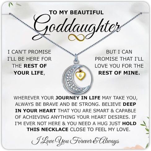 Love You This Much Goddaughter Moon & Back Necklace | .925 Sterling Silver | Christmas Gifts for Goddaughter Birthday | 16-19" Adjustable | Luxury Box & Card in Kuwait