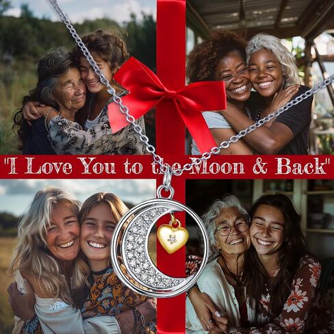 Love You This Much Goddaughter Moon & Back Necklace | .925 Sterling Silver | Christmas Gifts for Goddaughter Birthday | 16-19" Adjustable | Luxury Box & Card in Kuwait