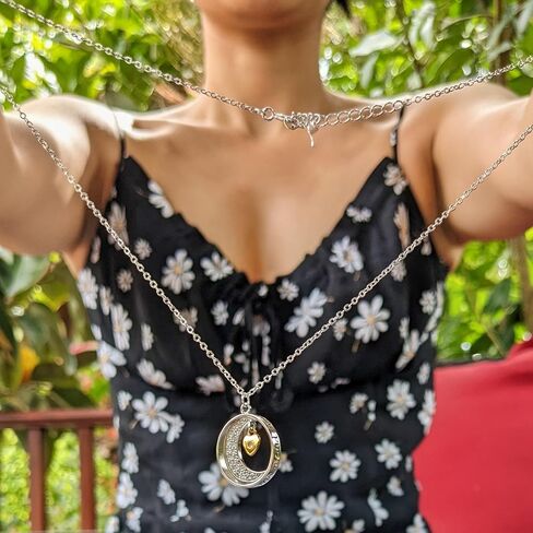 Love You This Much Goddaughter Moon & Back Necklace | .925 Sterling Silver | Christmas Gifts for Goddaughter Birthday | 16-19" Adjustable | Luxury Box & Card in Kuwait
