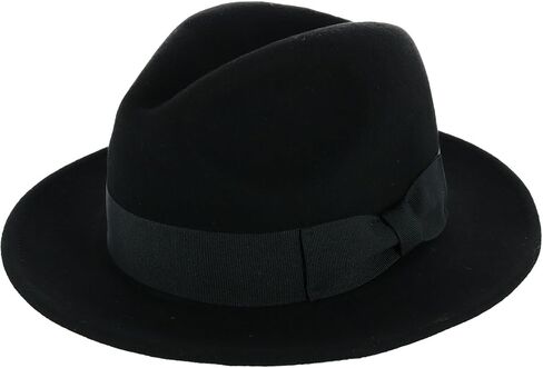 Men's Wool Felt Fedora with Grosgrain Bow Hatband in Kuwait