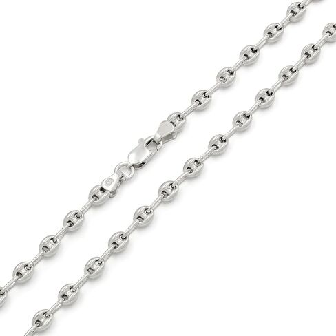 Giorgio Bergamo 925 Sterling Silver 4.5mm - 11mm Puff Mariner Chain, Rhodium Plated Hollow Anchor Link Necklace in Saudi Arabia