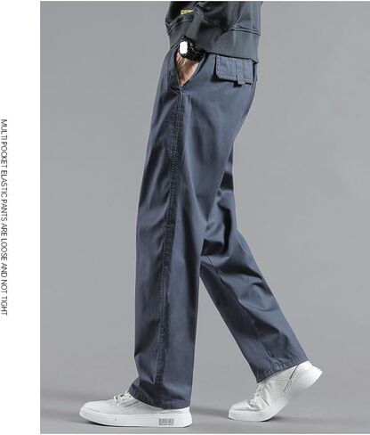 Mens Cargo Pants,Elastic Waist Sweatpants for Men Casual Long Trousers Light Jogger Pants in Saudi Arabia