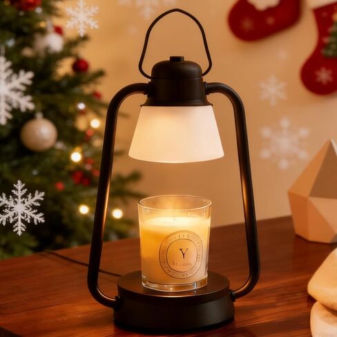 مصباح تدفئة الشموع مع مؤقت خافت، هدية عيد ميلاد لصديقة أخت الأم، مصباح ديكور عتيق لهدية الترحيب بالمنزل الجديد، سخان كهربائي يذوب الشمع لشمعة الجرة مع لمبتين، أسود in Kuwait