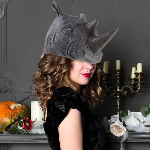 Garneck Adult Rhino Animal Mask Costume – Full Hood Headgear for Halloween - Cosplay - and Themed Parties – Scary Mask for Adults Dress Up and Fun in Saudi Arabia