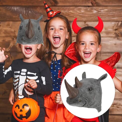 Garneck Adult Rhino Animal Mask Costume – Full Hood Headgear for Halloween - Cosplay - and Themed Parties – Scary Mask for Adults Dress Up and Fun in Saudi Arabia