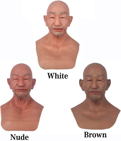 قناع سيليكون لوجه رجل عجوز واقعي من السيليكون من YIQI لأزياء الهالوين التنكرية المصنوعة يدويًا in Kuwait